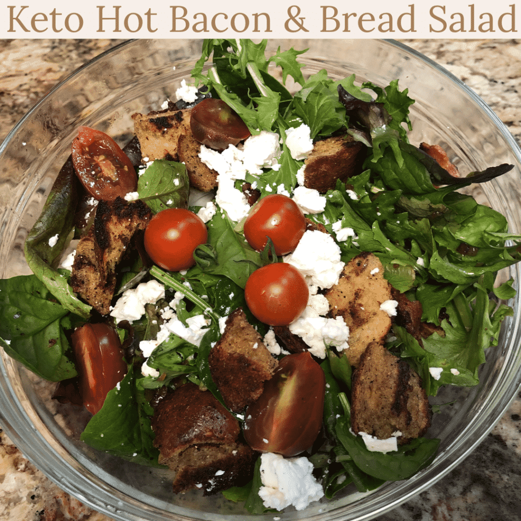 Keto Hot Bacon and Bread Salad - Greek salad