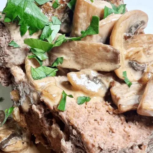 Keto Meatloaf with Mushroom Gravy