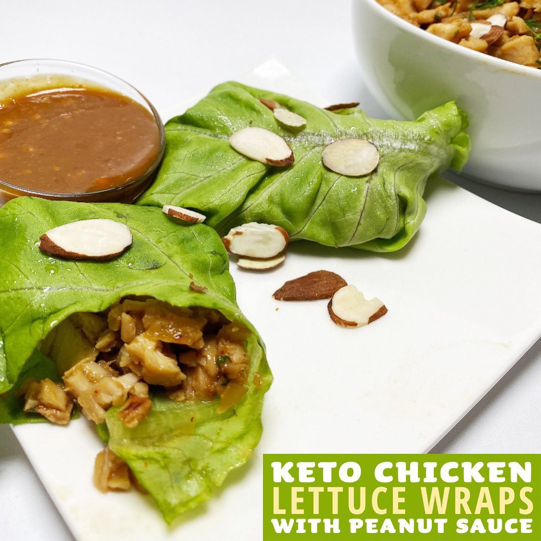 Keto Chicken Lettuce Wraps with Peanut Sauce