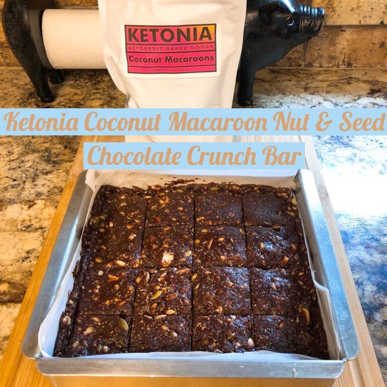 Keto Dessert: Ketonia Coconut Macaroon Nut and Seed Chocolate Crunch Bar
