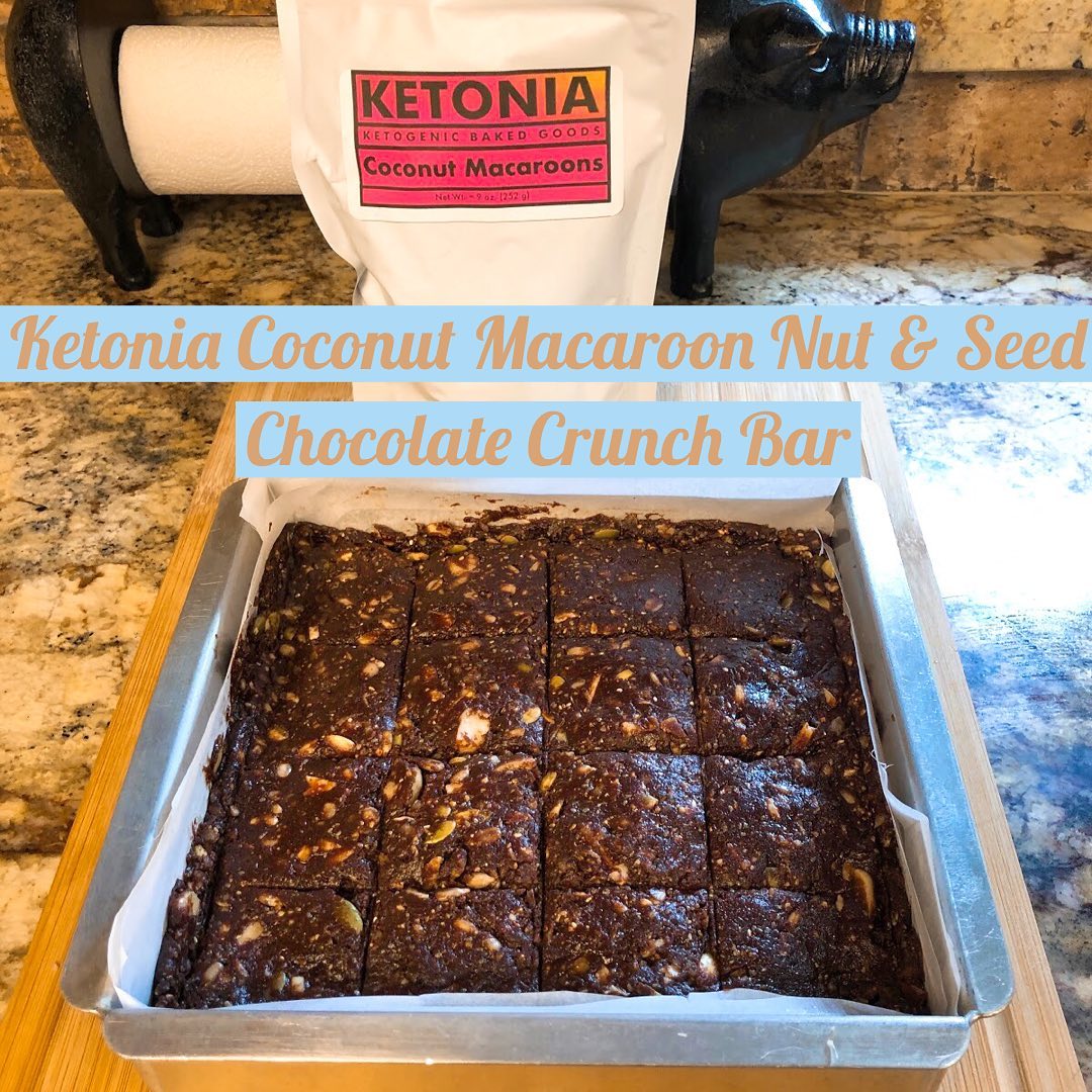 Keto Dessert: Ketonia Coconut Macaroon Nut and Seed Chocolate Crunch Bar