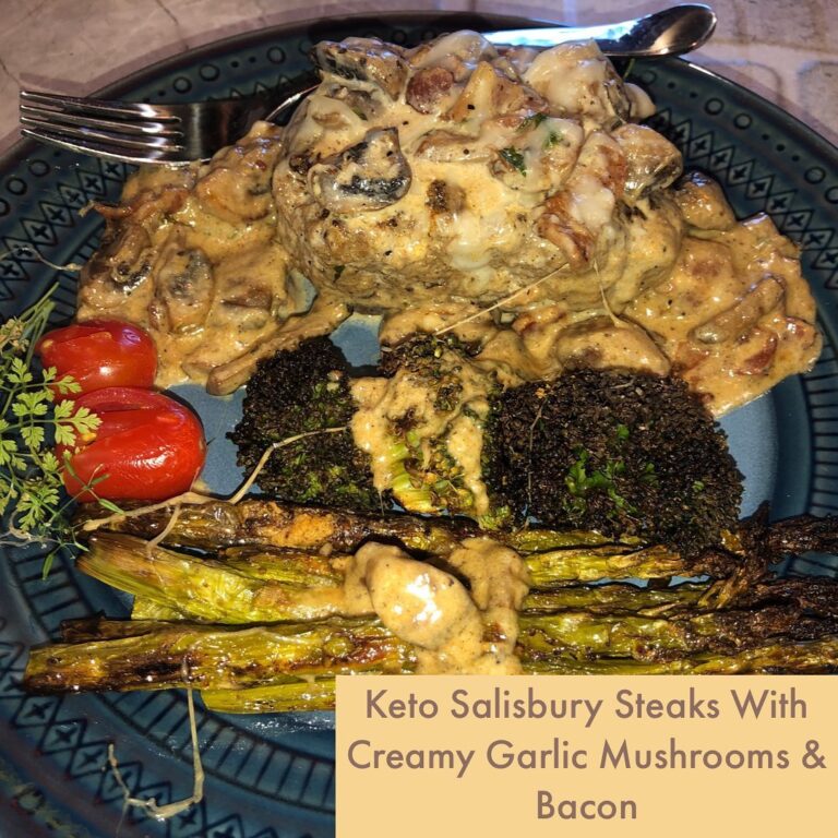 Keto Salisbury Steak With Creamy Garlic Mushrooms and Bacon